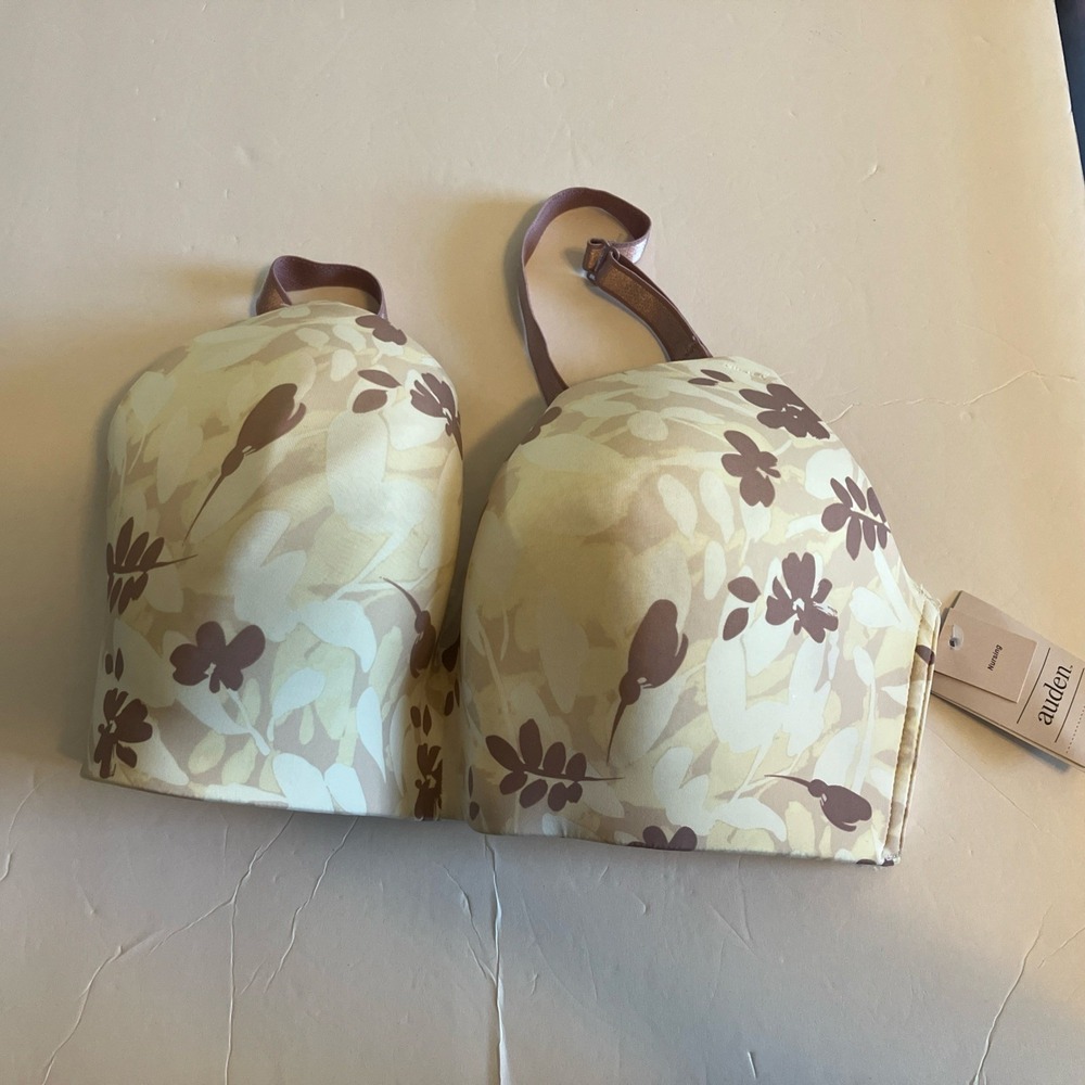 Auden • Nursing Bra Orchid Leaf 34DDD Wire Free Lightly Lined Plunge C804